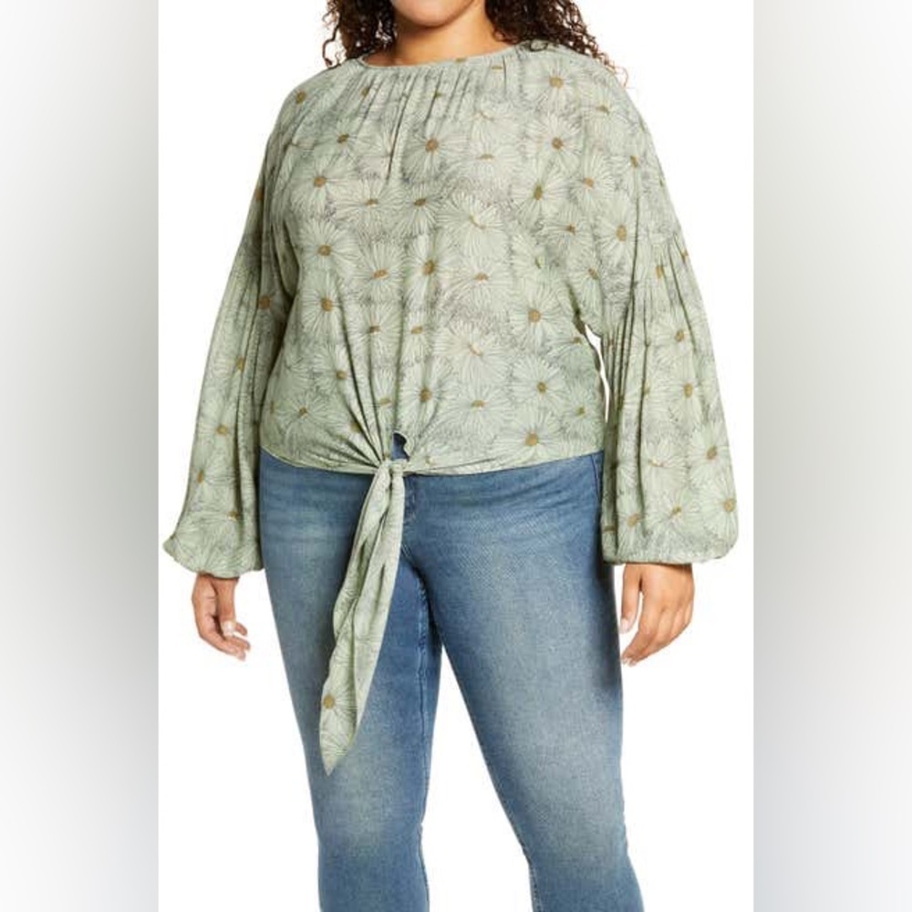 WAYF Aliso Tie Front Blouse